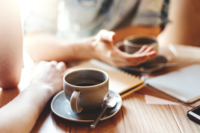 Business communication at coffee break